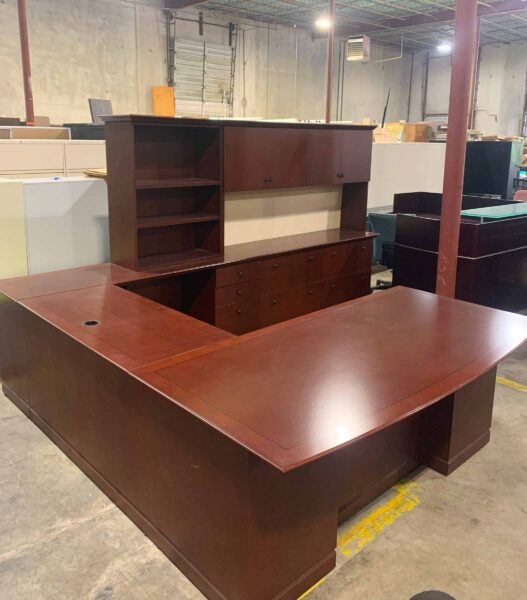 Executive U Desk with Hutch and Lateral File Cabinets