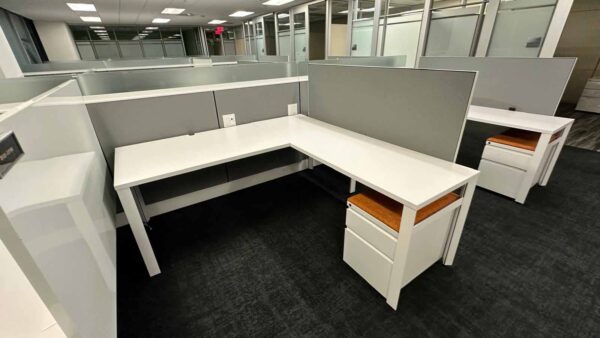 Knoll 6’ x 6’ Cubicles with desk mount dry erase/tackboard